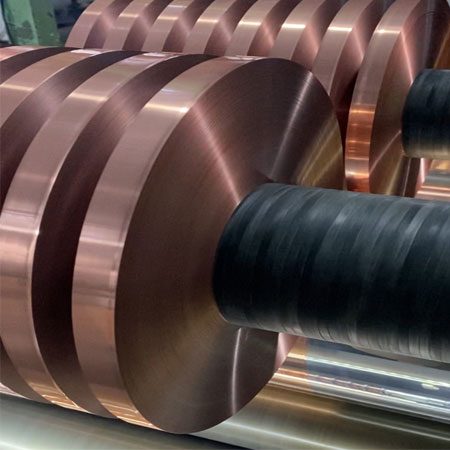 copper pet tape on slitting machine copper pet tape slitting